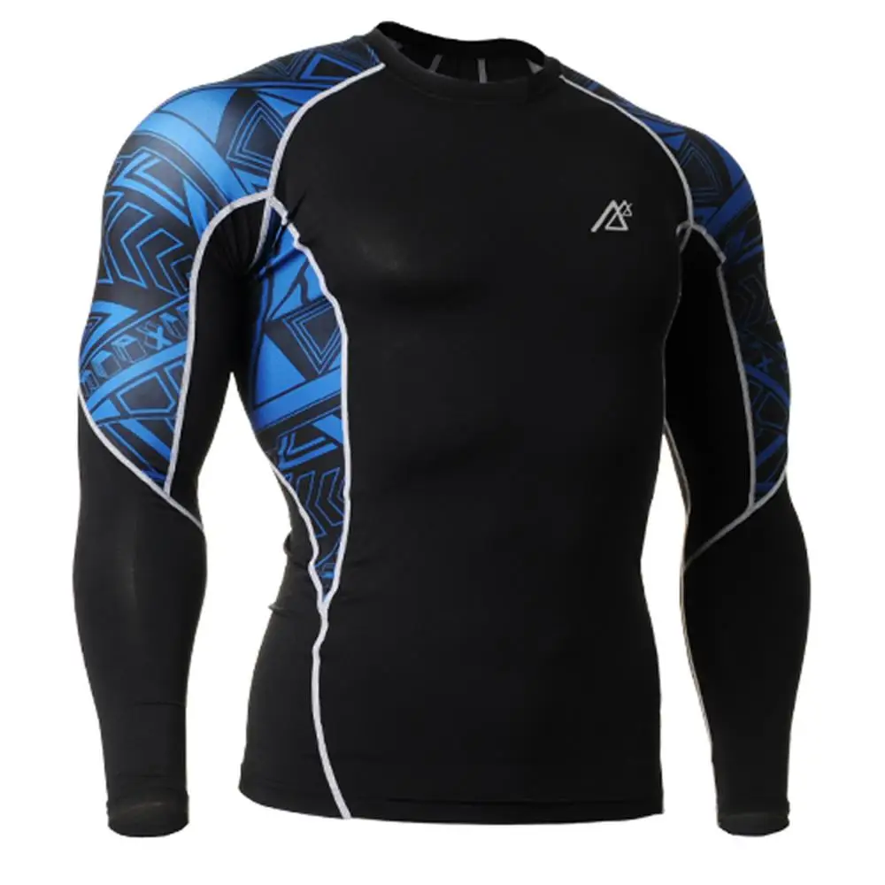 

2020 Mens New Sports MMA Compression Shirt Running Gym Bodybuilding Compression Long Sleeve Tights Men Spandex