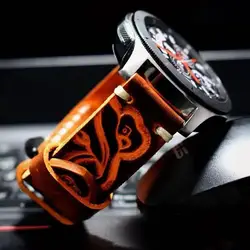 Ручной работы из натуральной Кожаные браслеты для часов в стиле «Ретро» с фигурной цветок дизайнерские часы ремешок браслет