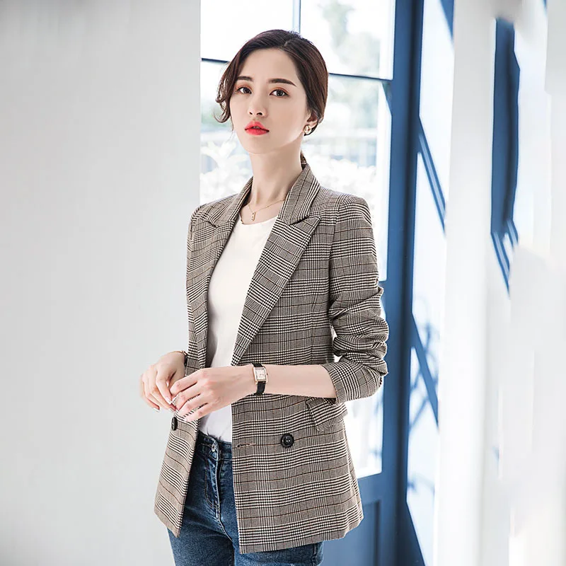 

Plaid Small Suit Coat Women's Spring And Autumn Korean-style Casual Versatile Retro Fashion CHIC Suit Casual Wear