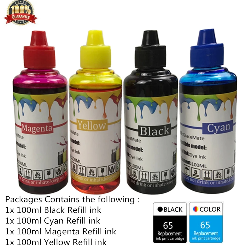 65 cartridge ink Замена GraceMate для hp 65 65XL Совместимость с hp DeskJet 3720 3722 3723 3732 3752 3755 3758 все-в-одном принтере - Цвет: 65 cartridge ink