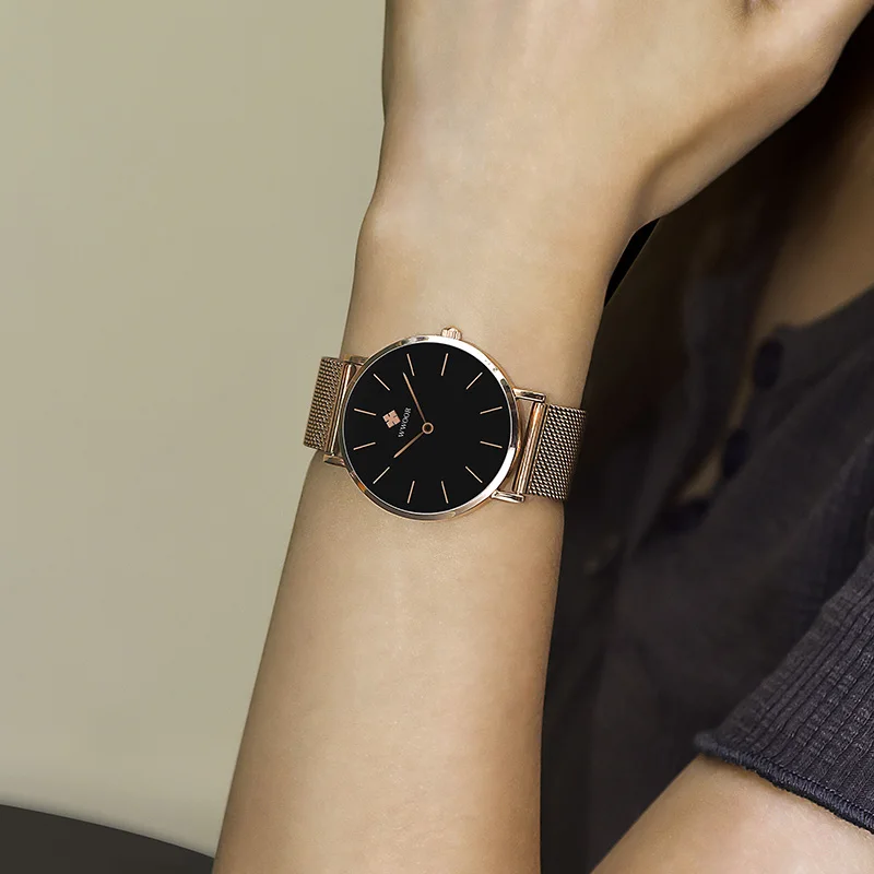 WWOOR Fashion Woman Watches Top Brand Luxury Ladies Quartz Wristwatch Stainless Steel Female Clock Women Waterproof Reloj Hombre