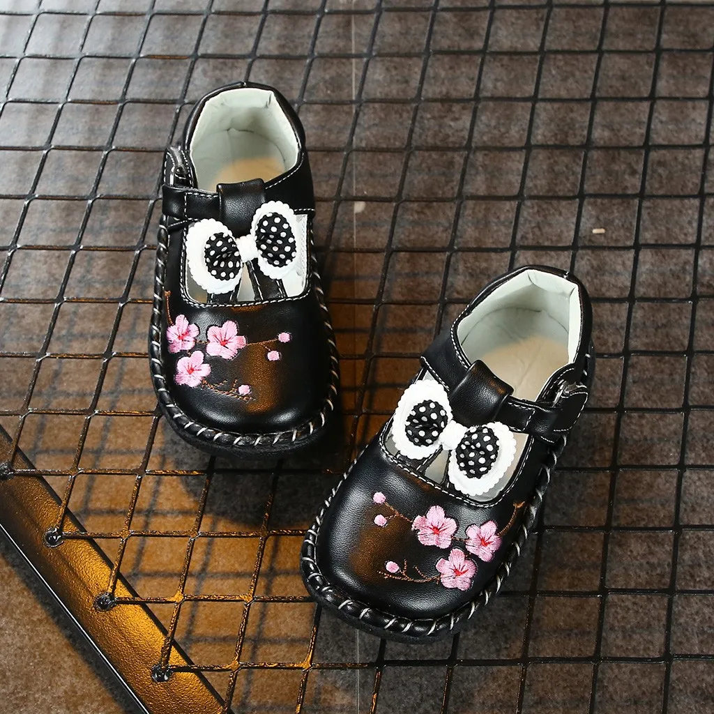 Winter product Toddler Infant Baby Girls Bowknot Embroidery Princess Single Leather Shoes child kids shoes Zapatos de bebe#9