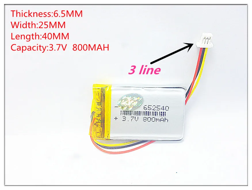 3 линии небольшой емкости литий-ионные аккумуляторы 3,7 v 800mah 652540 для игрушек LJ