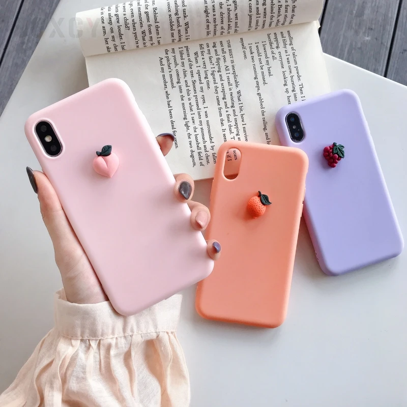 

Cute 3D fruit banana peach grape orange silicone phone case for iphone X XR XS MAX 6S 7 8 plus for samsung S10 S9 S8 Note cover
