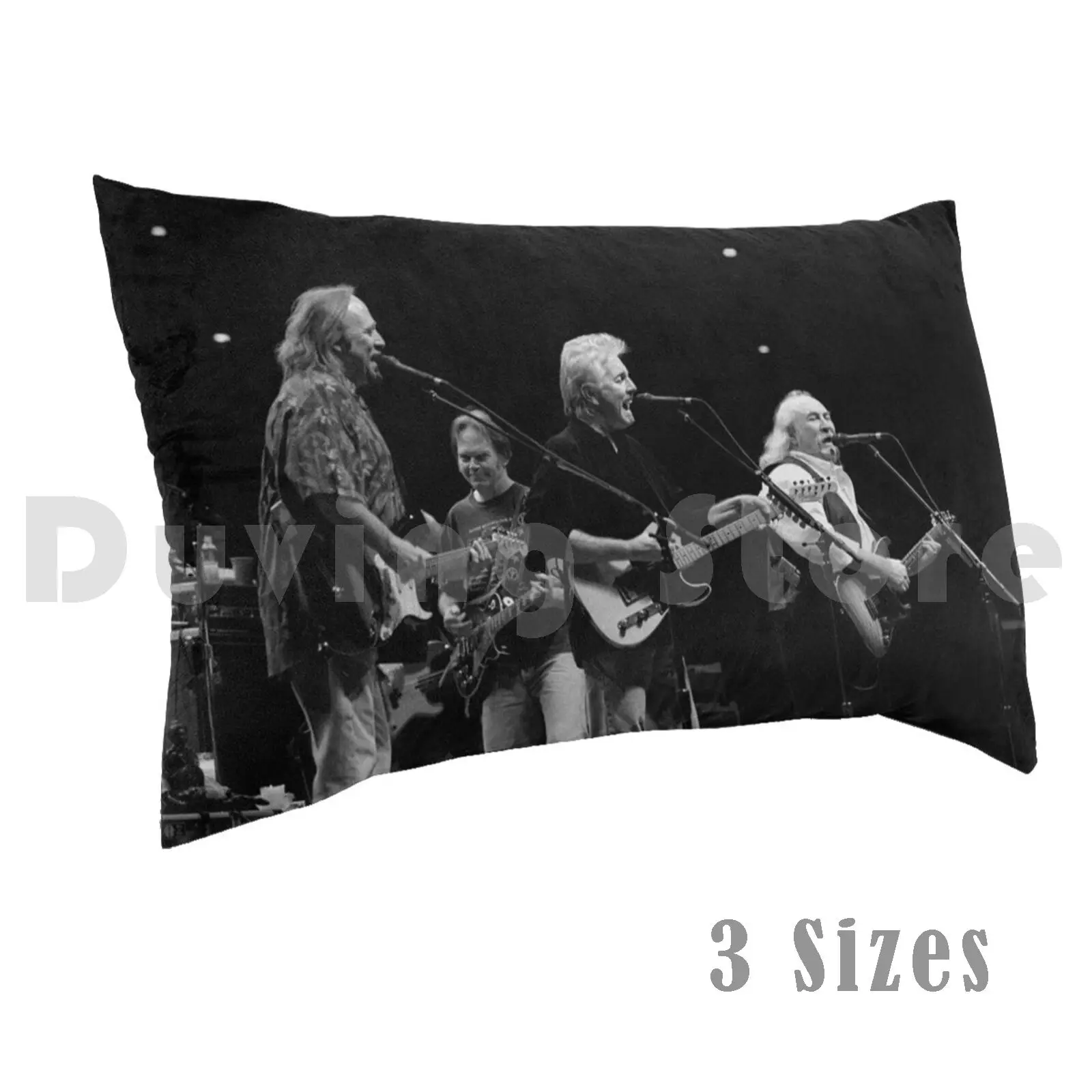 

Csny-Black And White Photograph Pillow Case DIY 50x75 Singer Songwriter Guitarist David Crosby Performing