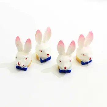 

50pcs/100Pcs Kawaii Cartoon 3D Rabbit Miniature Animal Figurine Resin Craft Mini Bunny Garden Ornament DIY Accessories