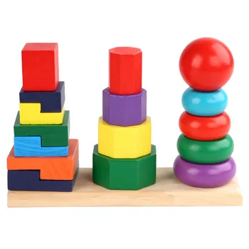 

1 Set Kids Shape Color Cognition Match Toy Lovely Stacker Blocks Shape Color Match Toy for Parent-child Interaction