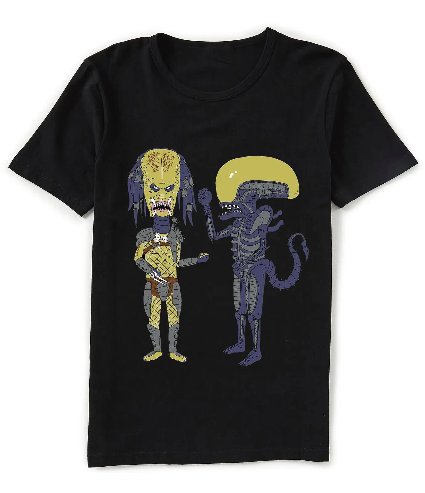 Футболка мужская черная из хлопка с надписью Alien Vs Predator X Beavis And Butthead Hunter Xenomorph |