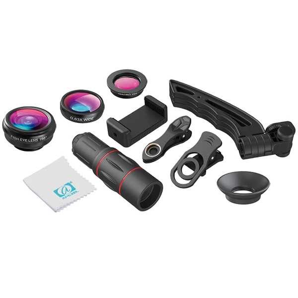 

ABKT-APEXEL 18X Telescope Mobile Phone Lens Monocular Lens With 3 In 1 Fisheye Wide Macro Lens+Mini Tripod For Iphone Other Cell