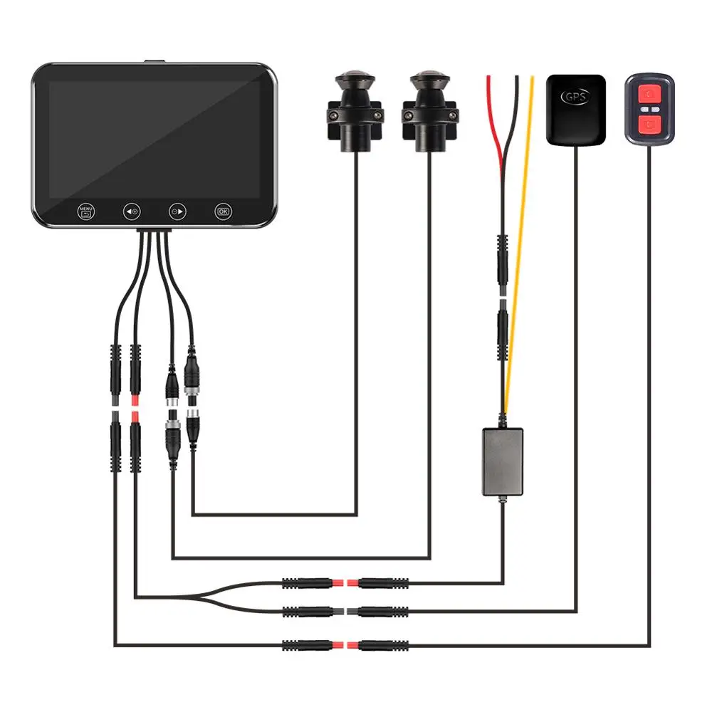 Motorcycle DVR with WiFi Front and Rear Motorcycle Dual Camera M2 No Card Support 128G Card 3.0/”Screen,140/°Wide-Angle Lens,Sony IMX323 Chip,1080P720P by MOTOCAM PRO Black