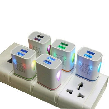 

For iphone Samsung Xiaomi Huawei EU And US Plug 2.1A 5V LED Dual USB Wall Charger Home Travel Adapter Fast Charging