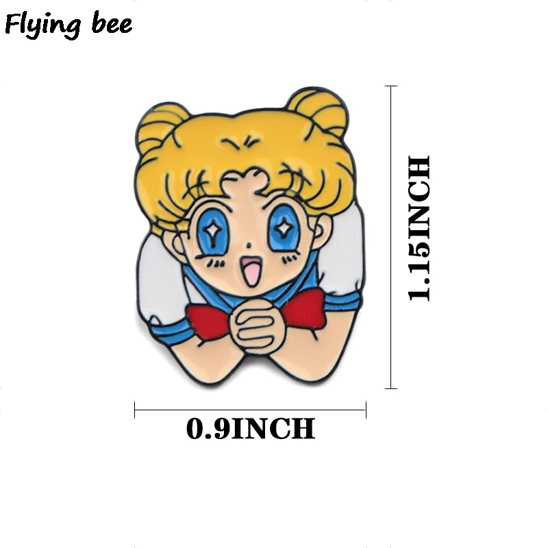 Flyingbee Сейлор Мун Девушки Эмаль Булавка брошка мультфильм коллекция металлическая брошь значок для женщин мужчин Ювелирные изделия Подарки X0413