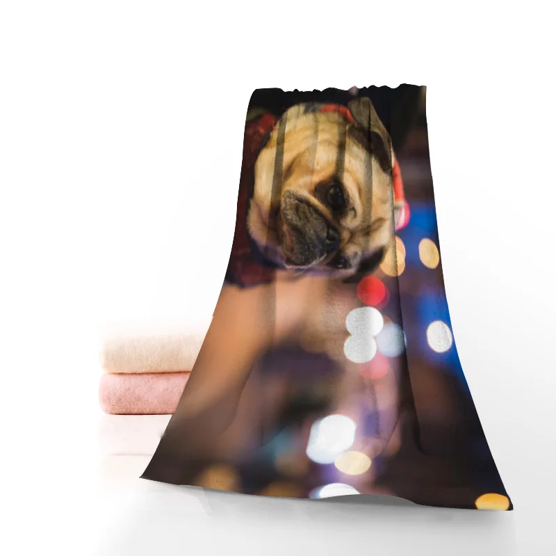 New Arrival Animal Pug Dog Towels Multiple Color Microfiber Beach Bath