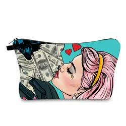 Makeup Pouch Cartoon Print Purse Vintage Makeup Travel Bag Cute Bag Pencil Bags Art Print Creativity Make Up Bags