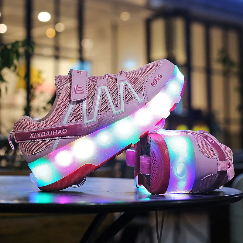 Новые детские роликовые коньки patines de 4 ruedas роликовые коньки детские кроссовки для мальчиков Girsl Heelys светодиодный фонарь обувь