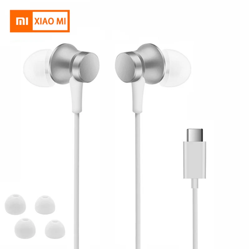 Silver Type-C Оригинальные наушники Xiaomi, наушники в ухо, поршневые, свежая версия, яркие наушники с микрофоном для мобильного телефона, MP4, MP3, PC - Цвет: Silver Type-C