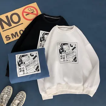 

fashion Men round neck casual hoodies Harajuku one piece Japanese anime printing unisex loose sweatshirt hip hop coat streetwear