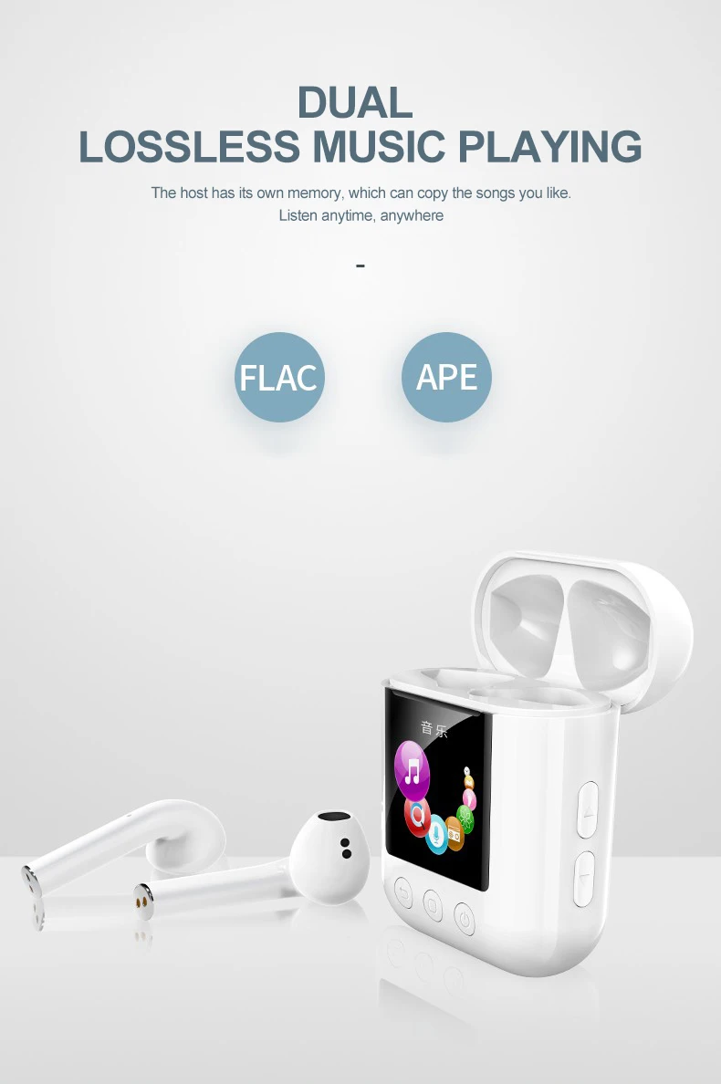 Mp3-плеер newsmy Q7 True беспроводной Bluetooth 5,0 наушники 2в1 OTG FM шагомер без потерь спортивные наушники 8G музыкальный плеер наушники
