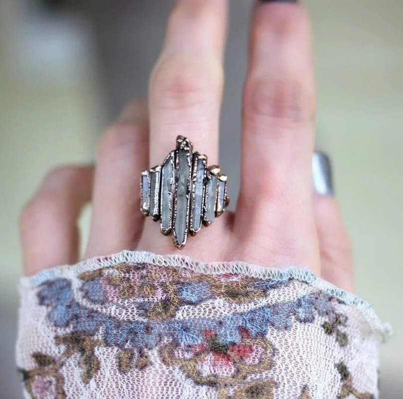 Vintage Irregular Rock Wrapped Finger Ring,finger ring