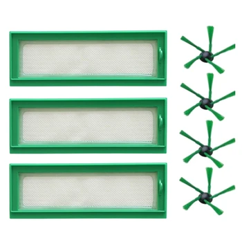 

3Pcs HEPA Filter 4Pcs Side Brush for Vorwerk Kobold VR200 VR-200 Vaccum Cleaner Parts