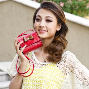 

Trend Solid Color Women's Bow Sweet Cute Bag Ladies' Mini Oblique Carrying Bags Shoulder Bags Crossbody Bags Handbags For Female