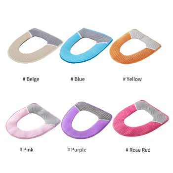 

New 6cColor Toilet Seat Mat Toilet Cover Seat Lid Pad Cushion Toilet Rug Bathroom Protector Soft Warmer Corduroy Toilet Seat Mat