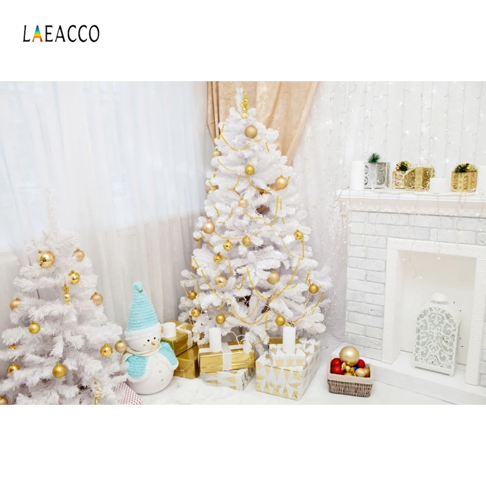 Laeacco Christmas Tree Fireplace Curtain Light Decor Wall Photography Backgrounds Vinyl Custom Camera Backdrops For Photo Studio |