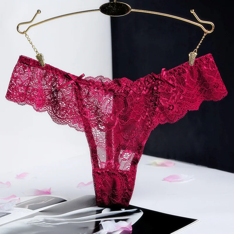 

Luxury Women Hollow Underwear Lace G String Thongs Plus Size M/L/XL Ultra Thin Ladies Ruffles Underpants Lingerie