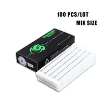 Иглы для татуировки 100 шт одноразовые стерильные смешанные размеры