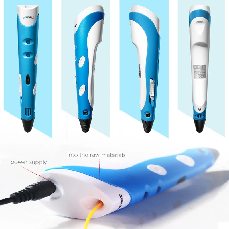 3d ручка myriwell + 20 цветов * 5 м ABS Филамент (100 м) 3 d креативная для печати лучший