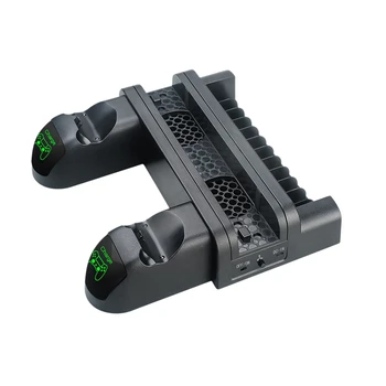 

AMS-Vertical Stand For Ps4/Ps4 Slim/Ps4 Pro - Cooling Fan Dual Controller Charging Station With Led Game Storage (Black)