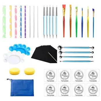 

1 Set of 47pcs Mandala Painting Tools Rocks Embossing Pattern Sculpting Craft Draw Tools