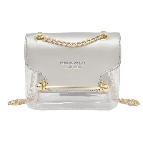 

Bags for women 2019 Brand Design Small Square Shoulder Bag Clear Transparent PU Composite Messenger Bags New Female Handbags