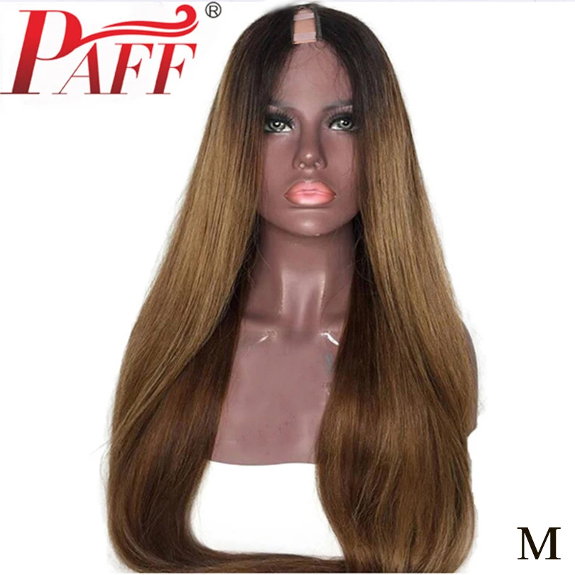 

PAFF Brazilian 1B 30 Color Silky Straight U Part Human Hair Wigs 1*3 Ombre Remy Human Hair 180%D U Shape Two tone Middle Part