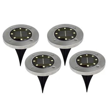 

8 LED Solar Powered Ground Lights stainless steel Outdoor lamp Waterproof LED Solar Path Lights Garden Landscape Light 4 Pieces
