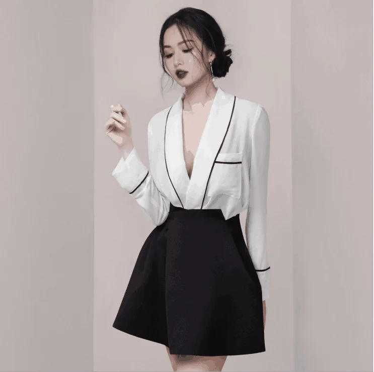 

Autumn Clothing Women's 2019 New Style Set Fashion Network Red Goddess Two-Piece Set Playful CHIC Suit Dress Outfit