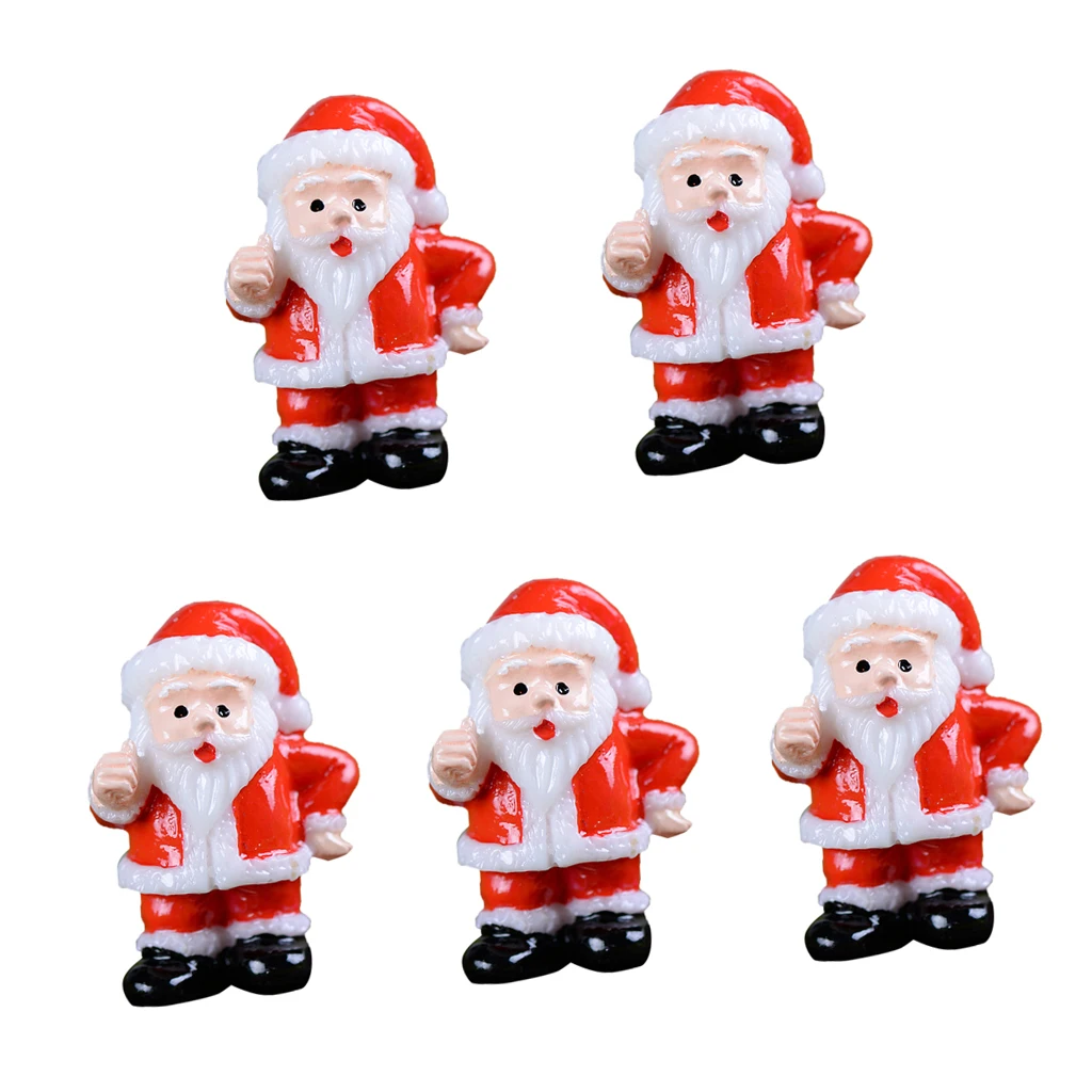 5Pcs Resin Miniature Santa Claus Figurines For Christmas Terrariums Dollhouse Bonsai Fairy Garden Ornament DIY Micro Landscape
