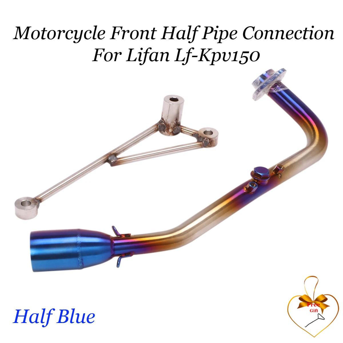 Motorcycle Exhaust Slip Modified Half Blue Stainless Steel Muffler Front Pipe Connection For Lifan Lf-Kpv150 |