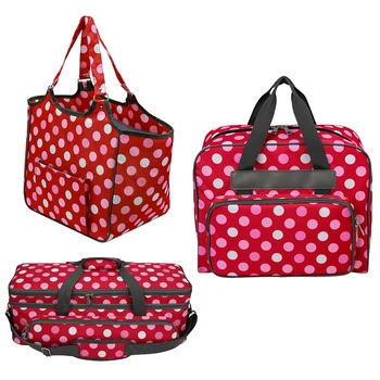 

Dots Printed Embroidery Storage Bag Large Capacity Cross Stitch Knitting Crochet Hooks Organizer Sewing Tools Thread Yarn Case H