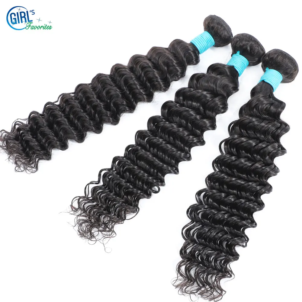 

Human Hair Bundles,Deep Wave Hair Extensions, Pcs 3 Brazilian Weaving,30 Inch,Double Drawn Remy Hair Weft,Natural Black