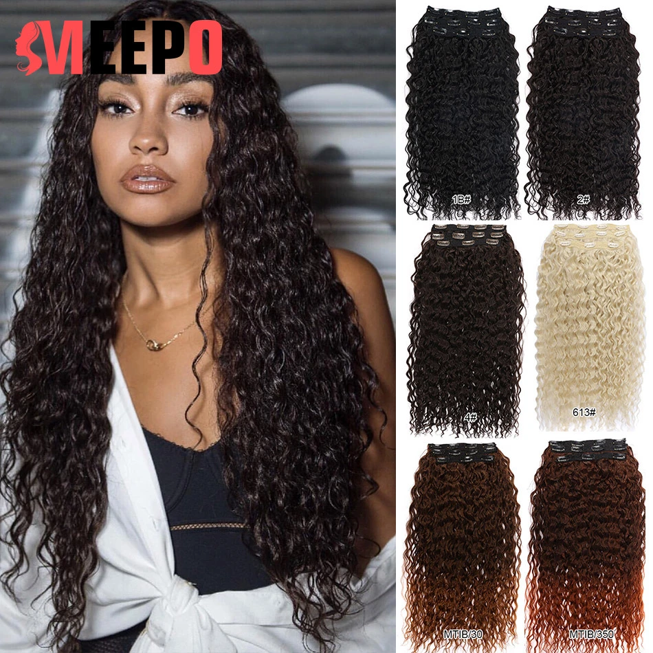 Meepo Hair 3 Pcs Full Head Clip In Synthetic Hair 28 Inch 220g Long Kinky  Curly Clip In Hair Extensions Ombre Brown Black Hair|Synthetic Clip-in One  Piece| - AliExpress