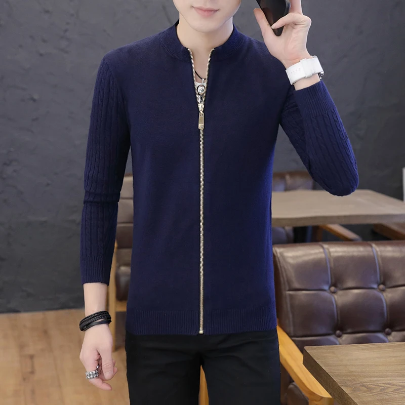 

Sweater Men 2020 Winter Brand Thick Warm Cashmere Wool Zipper Cardigan Sweaters Man Casual Knitwear Sweater Coat Men Clothes
