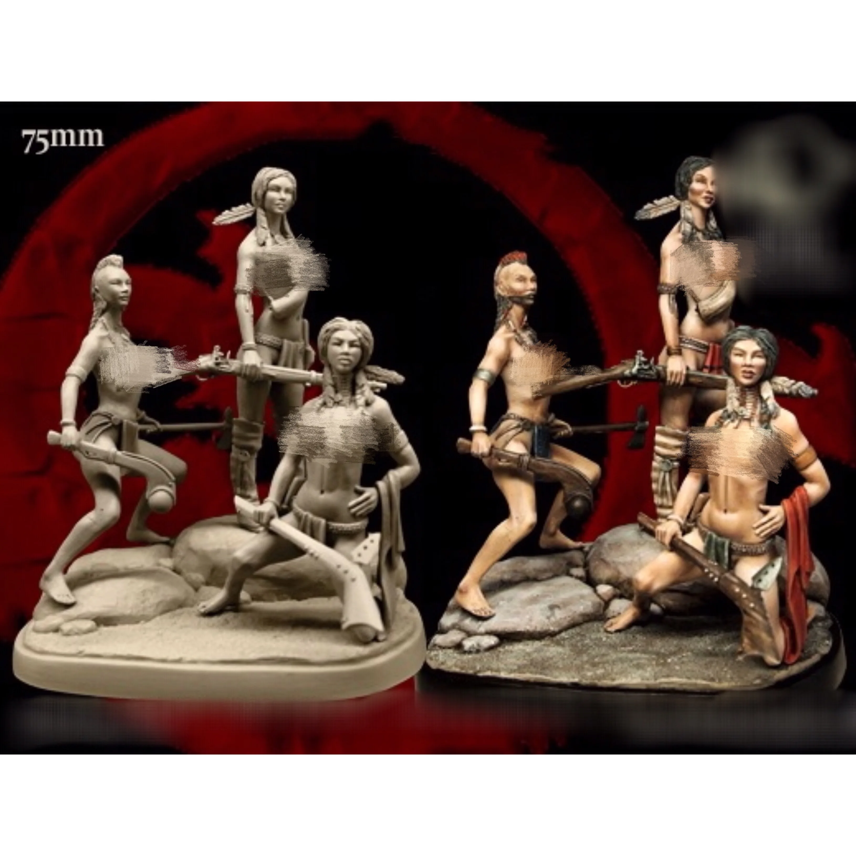 

75mm Resin Model Figure GK , 3 Figure , Unassembled and unpainted kit
