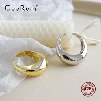 

CeeRom Punk Smooth 925 Sterling Silver Simple Finger Rings For Women Fine Jewelry Anillos Mujer