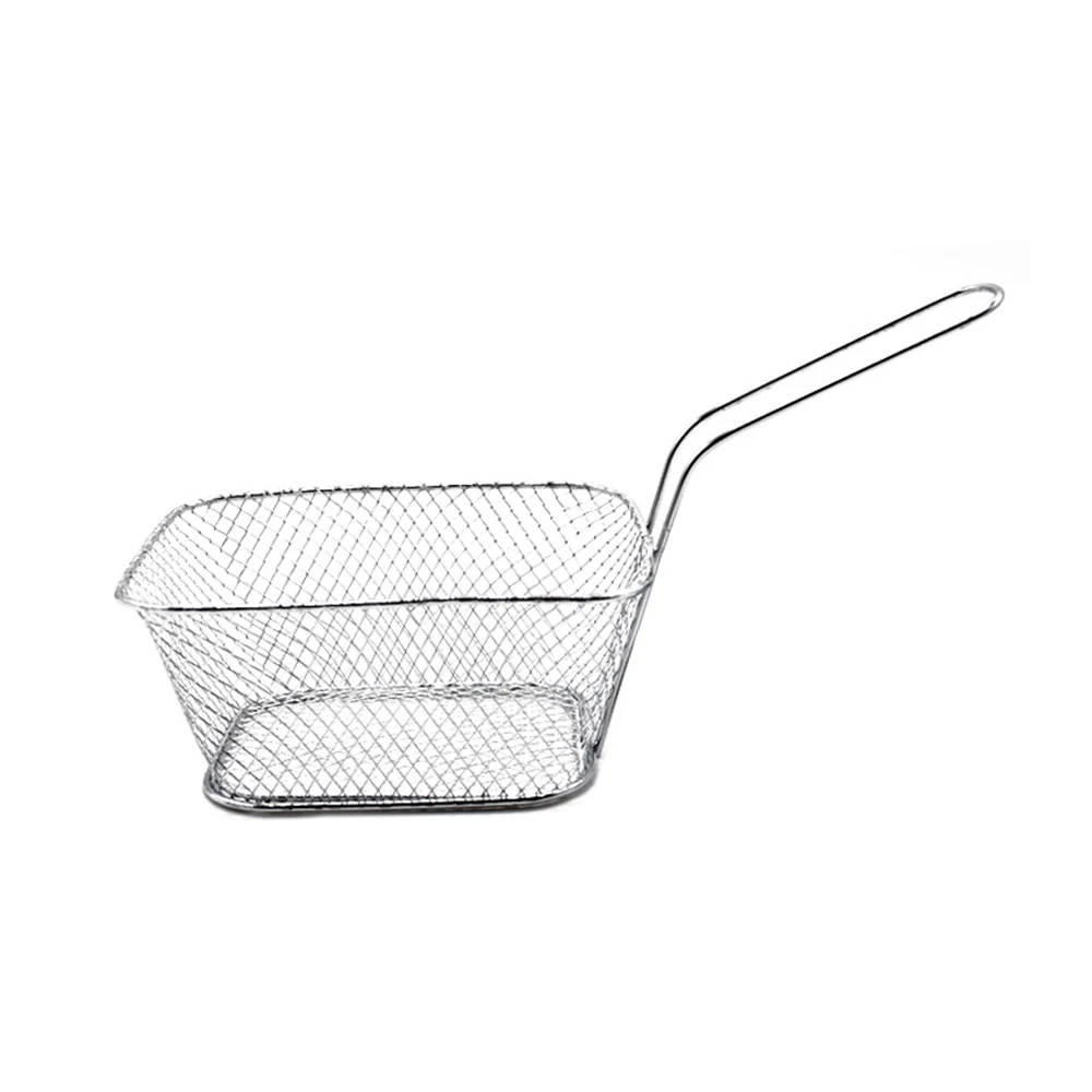 1pc Stainless Steel Frying Basket Fried Chicken Fried Snack Serving Serving Basket For American Food Basket Holder - Цвет: JYX2616