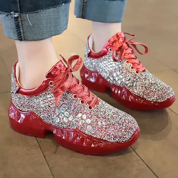 

Women Sneakers Rhinestone Design Dad Chunky Platform Sneakers Fashion Casual Ladies Shoes Outdoor Thick Bottom Vulcanized Shoes