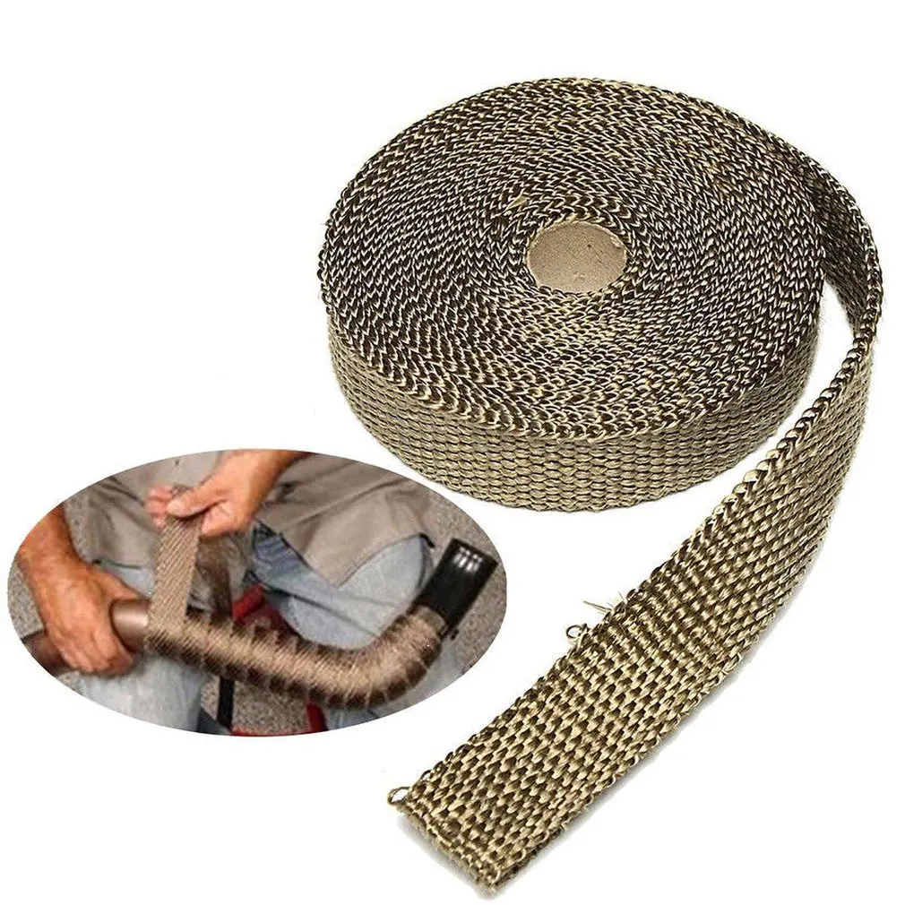 

SI-AT24002 2.54cmx1.60mmx7.5m Titanium Gold Exhaust Pipe Thermal Insulation Cloth Anti-scalding Turbine Band