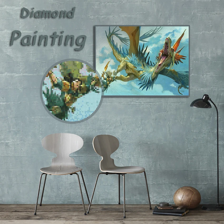 Набор для творчества алмазная живопись мифический зверь дракон воин квадрат