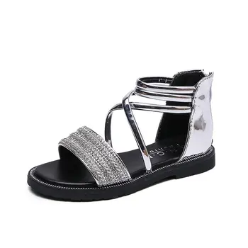 

2020 Summer New Girl Rhineston Sandals Kids Child Fashion Bead Patent Leather Princess Sandals Party Shoe For Girls Size 26-36