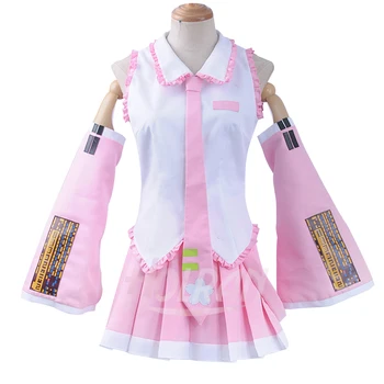 

Hatsune Miku Cosplay Costume vocaloid Sakura Miku Spring Miku Cherry color shirt skirt tie sleeves suit pink uniform